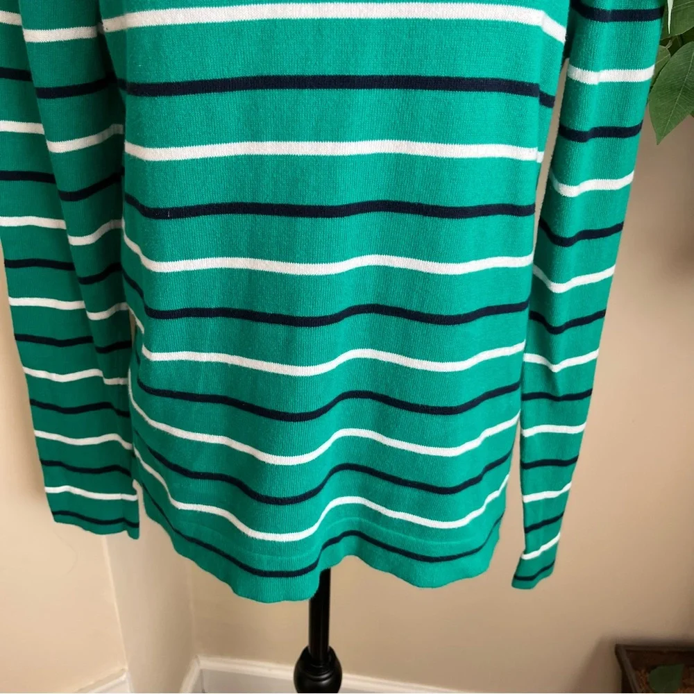 J. Crew Striped Pullover Crew Neck Sweater Green Sz M